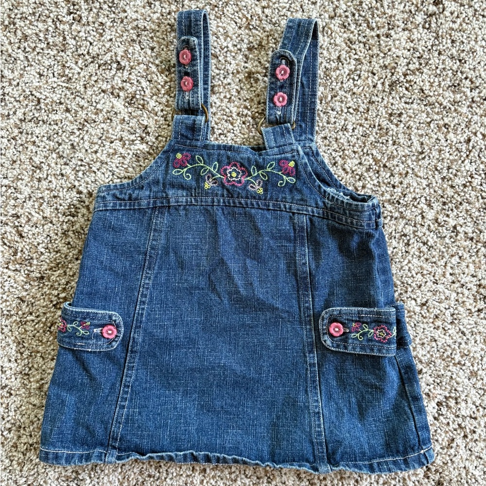 Embroidered Baby Girl Overall Dress